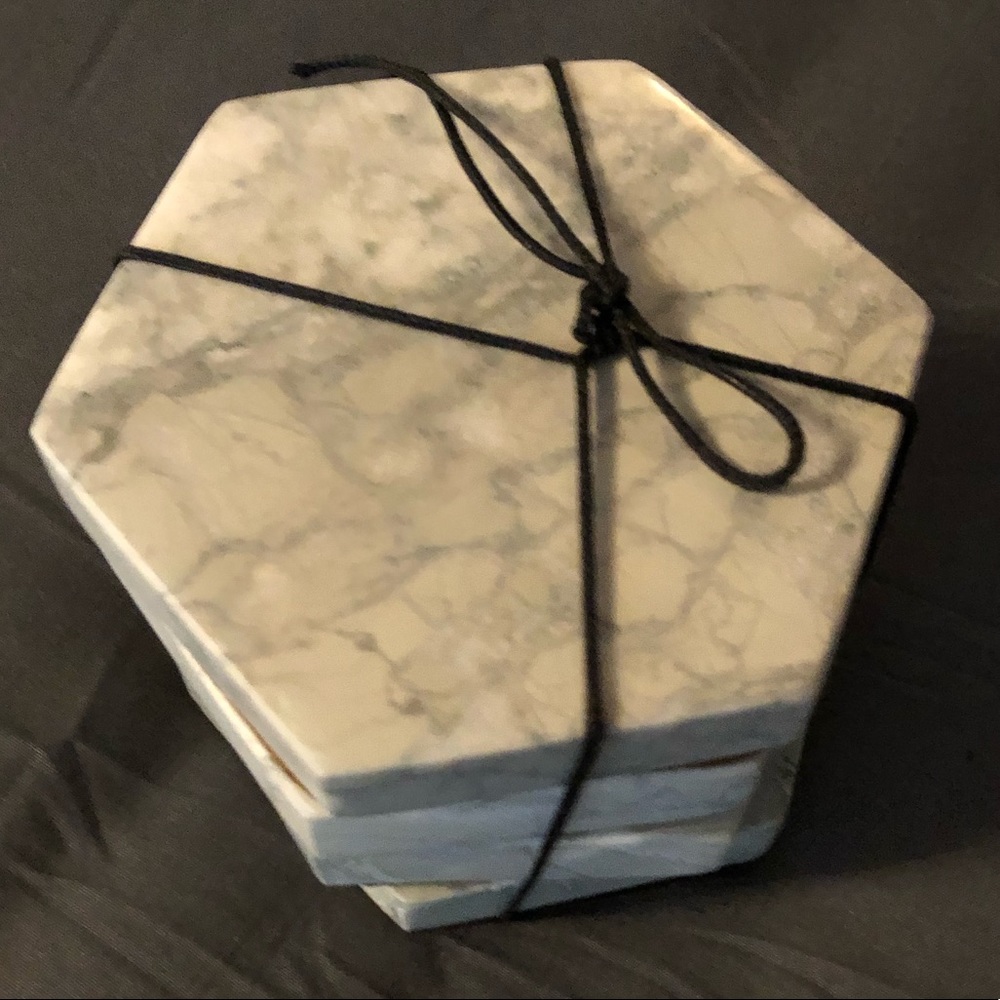 WEST ELM solid marble coaster set NWT grey